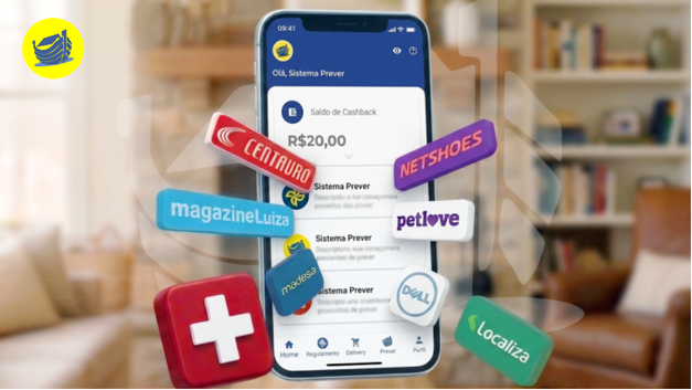 Grupo de amigos em cafeteria conferindo descontos no celular